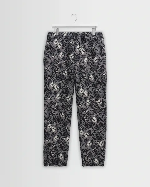 Kurt - Navy and Ecru Tile Jacquard Relaxed Fit Trousers