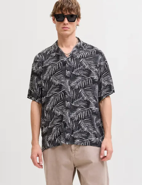 Jack & Jones Leaf Print Shirt Black