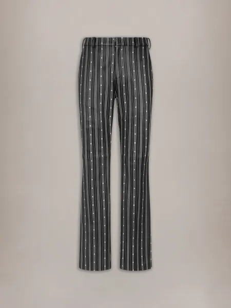 STRIPED LEATHER TROUSER - Black