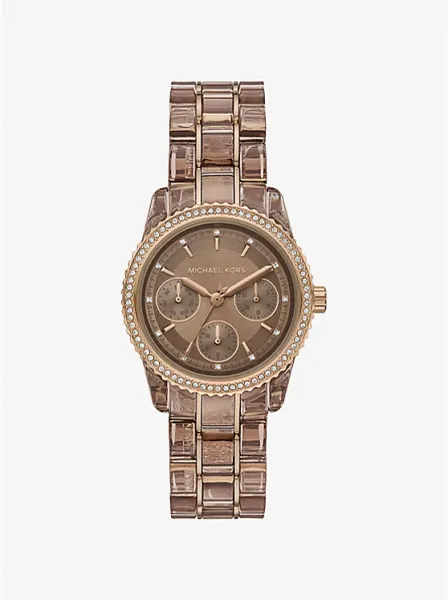 Ritz Pavé Beige Gold-Tone and Acetate Watch