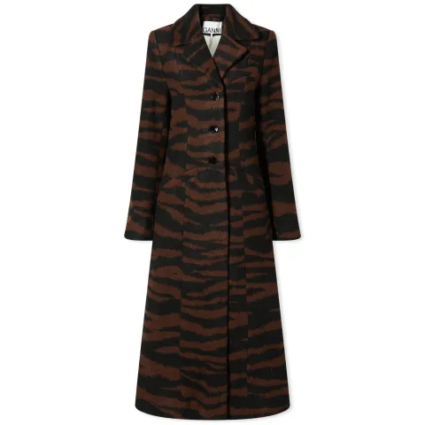 Wool Jacquard Fitted Coat
