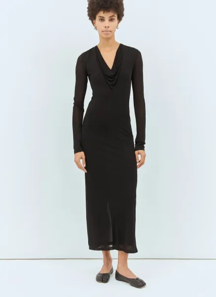 Draped V-Neck Maxi Dress