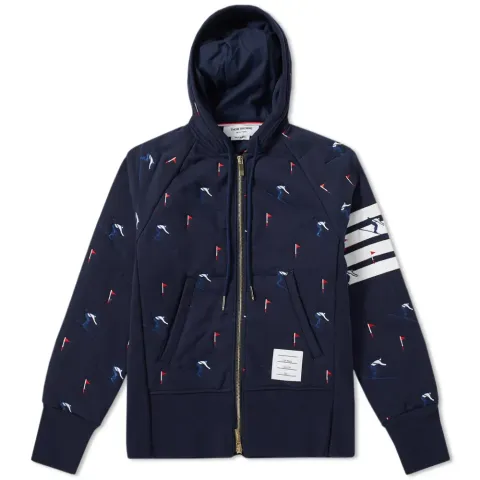 Skier Embroidery Quilted Hoody