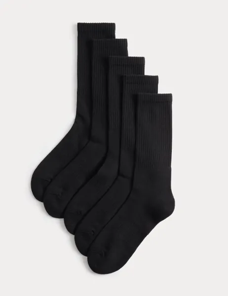 Goodmove 5 Pack Cool & Fresh Cotton Rich Sports Socks Black