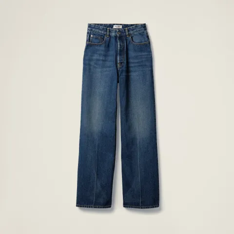 Washed denim flared jeans