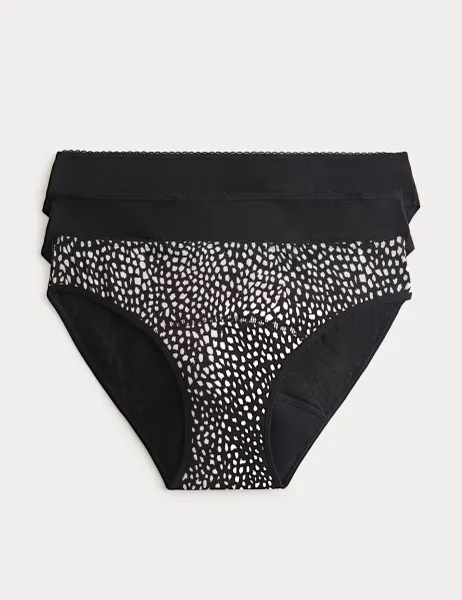 Marks & Spencer 3 Pack Cotton Rich Period Bikini Knickers White Mix