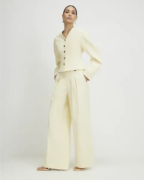 River Island Linen Look Wide Leg Trousers