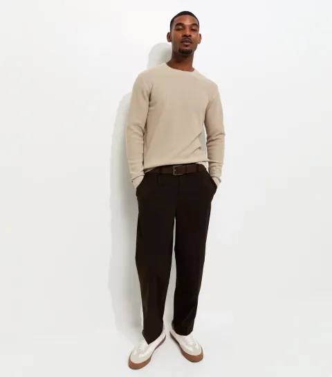 Men's Cream Regular Cotton Rich Crew Neck Jumper