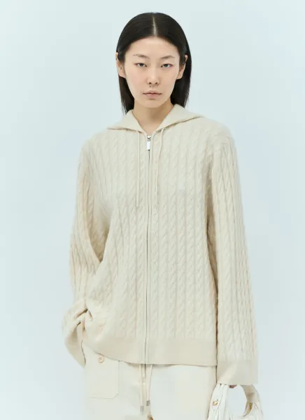 Cable Knit Hooded Cardigan