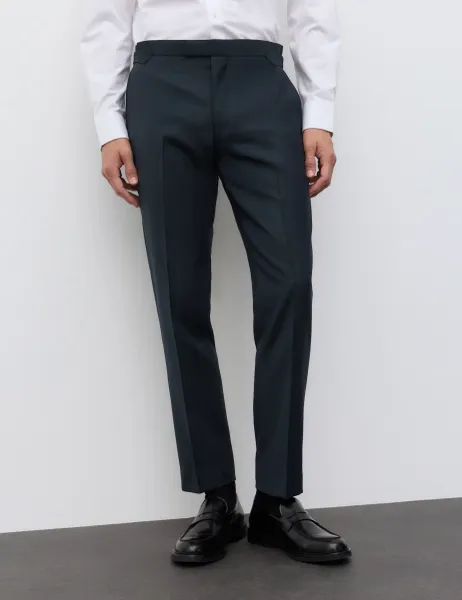 Autograph Tailored Fit Wool Rich Trousers with Mohair Dark Navy