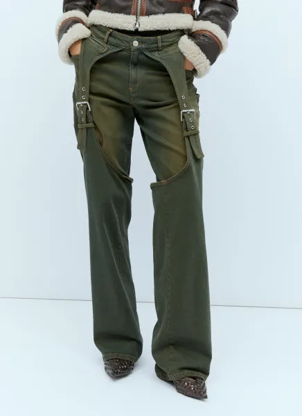 Buckle Embellished Boyfriend Jeans