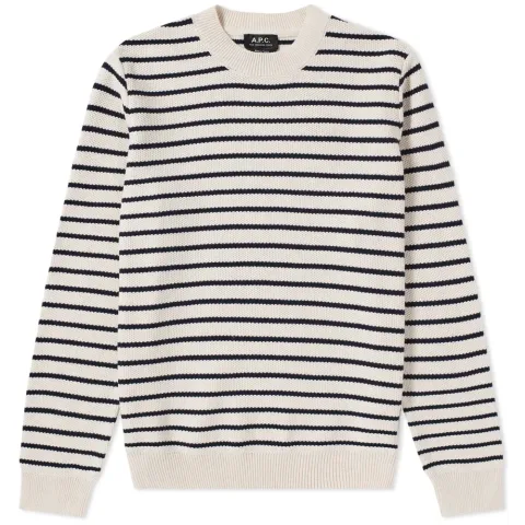 A.P.C. Richard Stripe Cotton Crew Knit