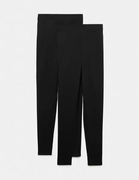 Marks & Spencer 2 Pack High Waisted Leggings Black/Black