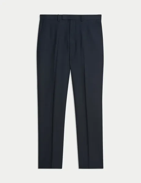 Regular Fit Premium Pure Wool Suit Trousers Navy