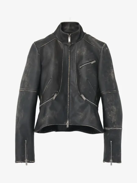 Brushed Leather Cropped Jacket