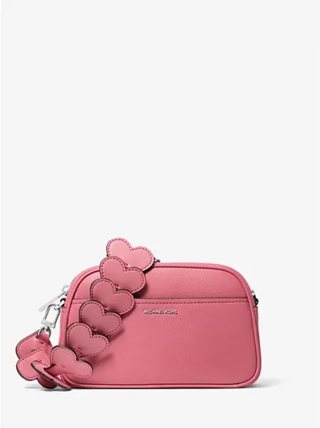 Michael Kors Jet Set Small Leather and Heart Embellished Strap Camera Crossbody Bag