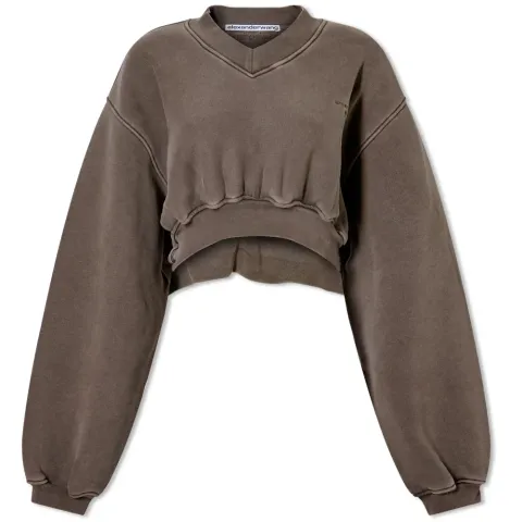 V-Neck Crop Logo Pullover
