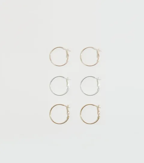 New Look 3 Pack Multicoloured Hoop Earrings