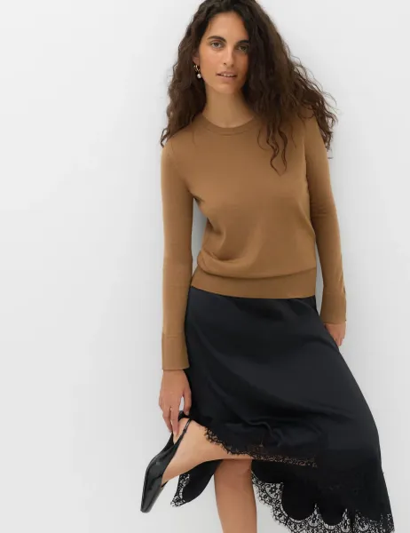 Marks & Spencer Pure Merino Crew Neck Jumper Caramel
