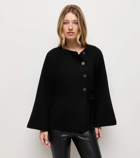 New Look Women's Black Compact Knit Wide Sleeve Cardigan