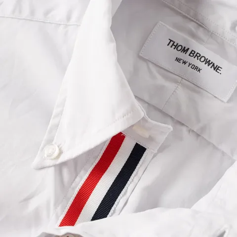 Grosgrain Placket Solid Poplin Shirt