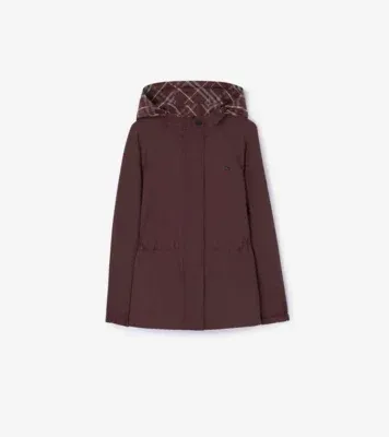 Reversible Check Nylon Hooded Jacket in Vineyard red