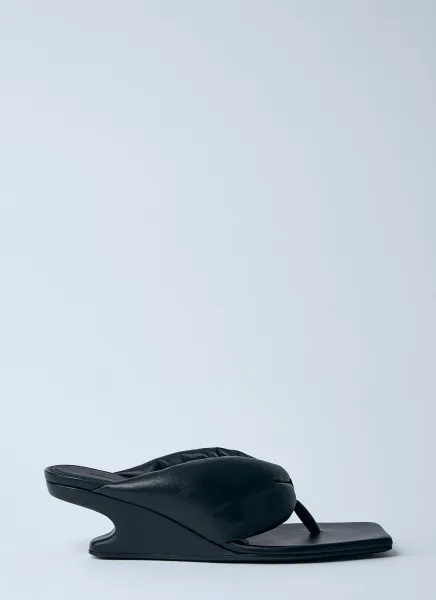Leather Thong Wedge Sandals