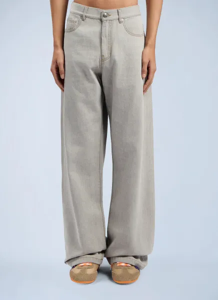 Curved Logo Loose Denim Pants