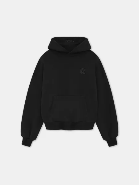 MA EMBROIDERED OVERSIZED HOODIE - BLACK