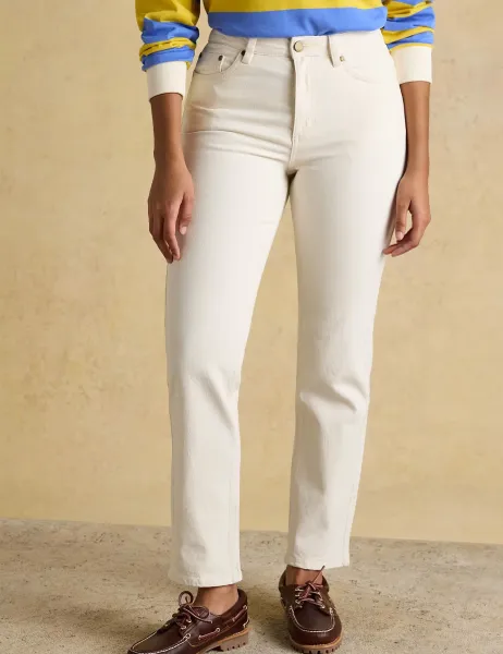 Joules Slim Straight Leg Ankle Grazer Jeans Cream