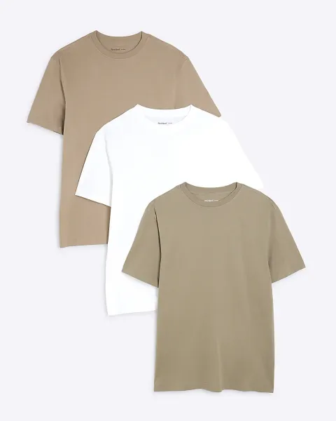 River Island Multi Coloured Slim Fit T-Shirts 3 Pack