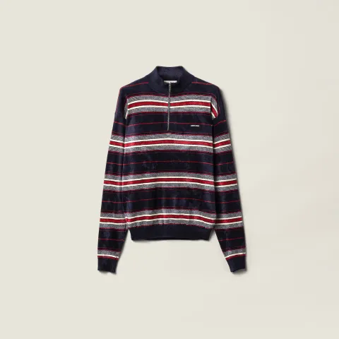 Chenille half-zipper sweater