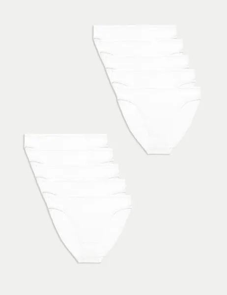 Marks & Spencer 10 Pack Cotton Lycra High Leg Knickers White