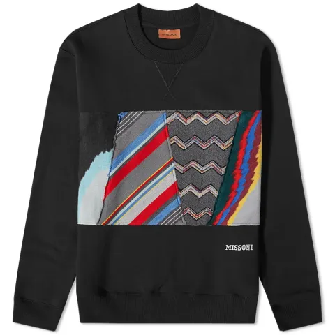 Knit Panel Logo Crew Sweat