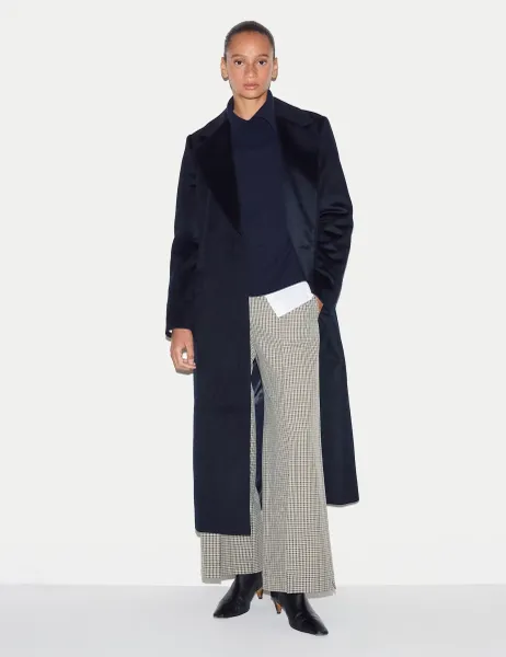 Jigsaw Pure Wool Collared Longline Duster Coat Navy