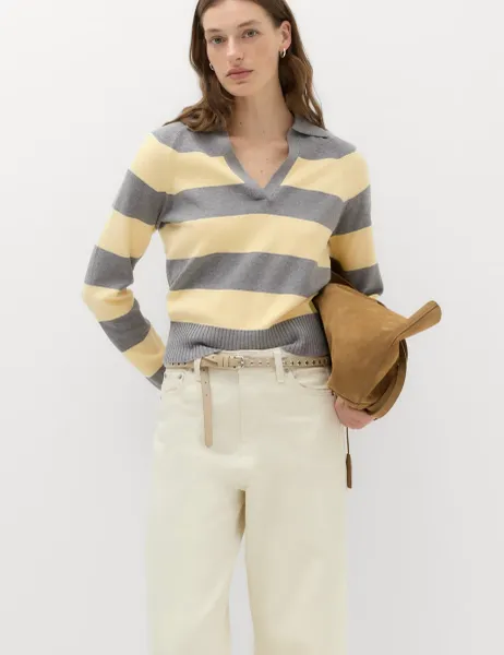 Marks & Spencer Striped Knitted Rugby Top Yellow Mix