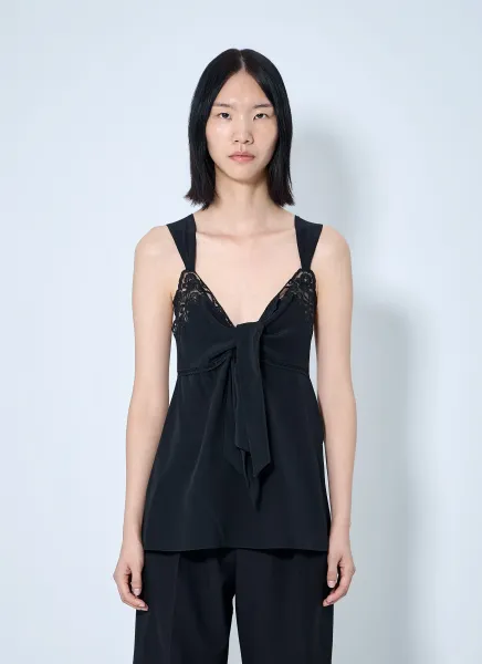 Lace-Trim Silk Crêpe Camisole