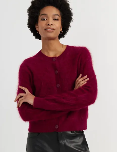 Chinti & Parker Brushed Pure Merino Wool Button Through Cardigan Red