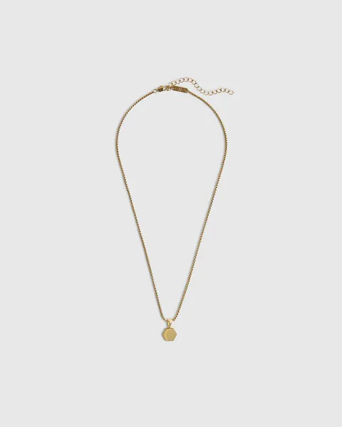 River Island Steel Hexagon Pendant Necklace