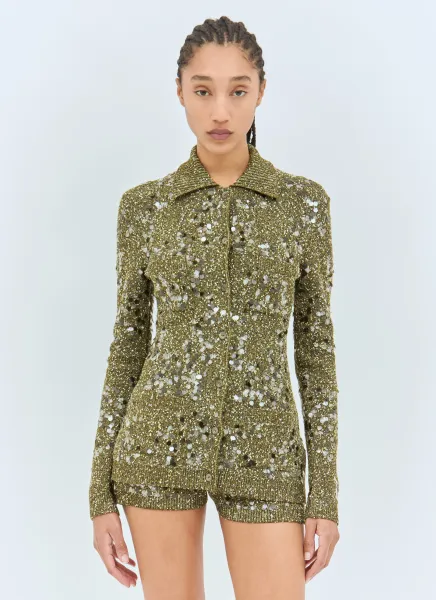 Tweed Blend Polo Cardigan