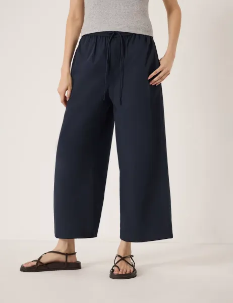 HUSH Pure Cotton Wide Leg Cropped Trousers