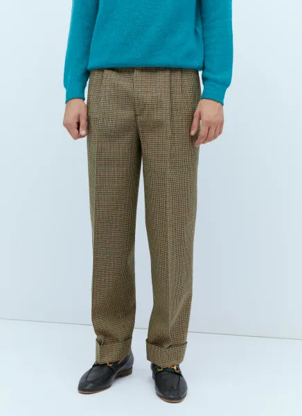 Check Wool Tailored Pants