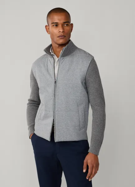 Merino Wool Hybrid Full-Zip Cardigan