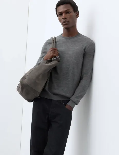 Autograph Pure Extra Fine Merino Wool Crew Neck Jumper Medium Grey