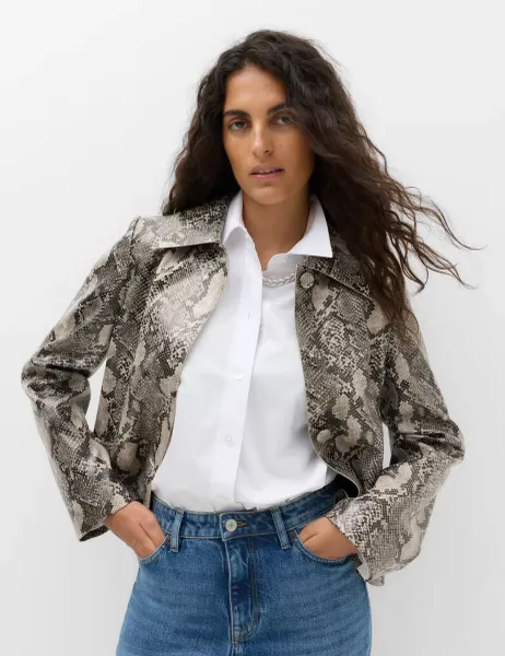 Marks & Spencer Snakeskin Print Clean Edge Short Jacket Grey Mix