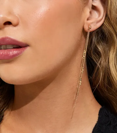Gold Tone Tassel Drop Earrings