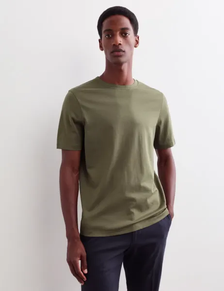 Jaeger Pure Cotton T-Shirt Dark Khaki