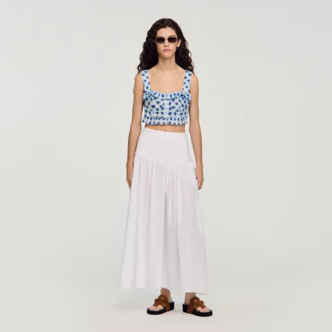 Gingham linen crop top