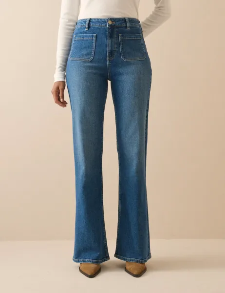 Nobody's Child Cotton Rich Denim Front Pocket Flared Jeans Denim