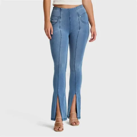 Freddy N.O.W Denim - High Waisted - 7/8 Flare - Light Blue + Blue Stitching